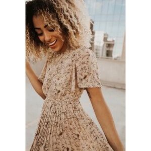 Bohme Pleated Floral Midi Dress